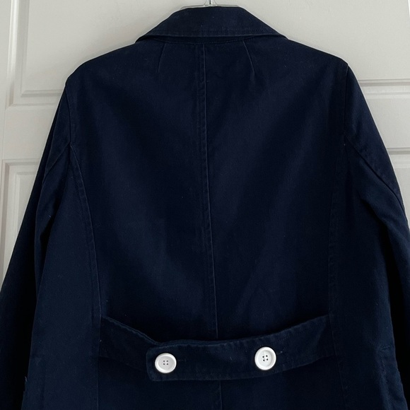 J. Crew Peacoat Heavyweight Cotton Twill Double Breasted Button Up Size 12 Navy - Picture 10 of 16